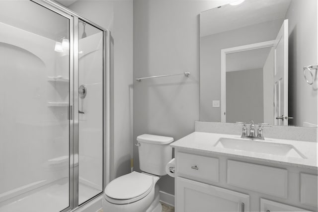 12946 Jewell Cir, Blaine, MN 55449 - bathroom with vanity, a shower stall, and toilet