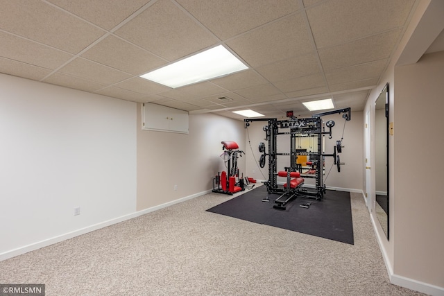 2226 Whispering Trl, Eagan, MN 55122 - exercise room with carpet floors, baseboards, and a paneled ceiling