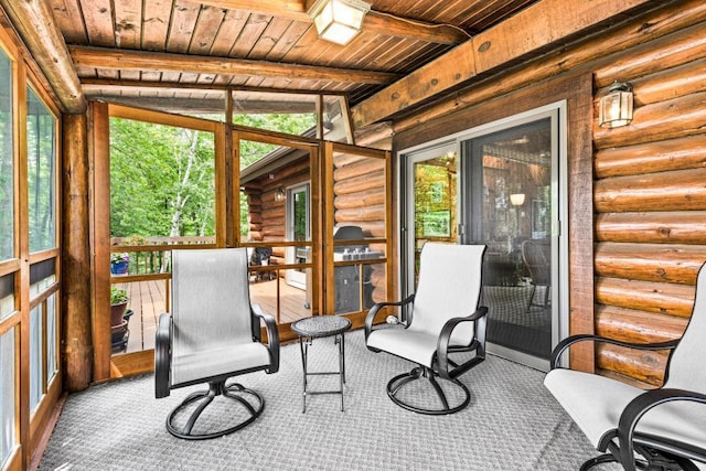 45517 County Road 346, Balsam Twp, MN 55709 - sunroom with beamed ceiling
