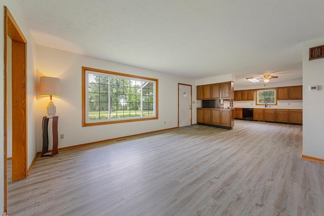 51343 20th Ave, Kenyon Twp, MN 55946 - unfurnished living room featuring light wood-style flooring and a ceiling fan