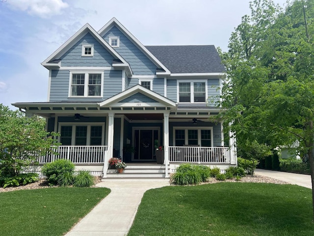 TBB403 College St, Northfield, MN 55057 - view of front of house featuring covered porch, ceiling fan, and a front lawn