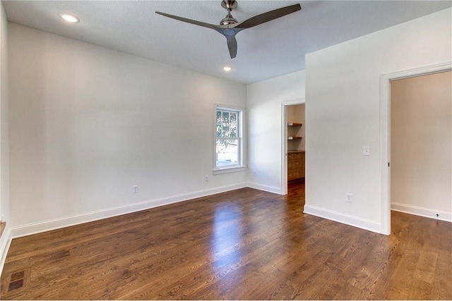 TBB403 College St, Northfield, MN 55057 - unfurnished room featuring ceiling fan, wood finished floors, baseboards, and recessed lighting