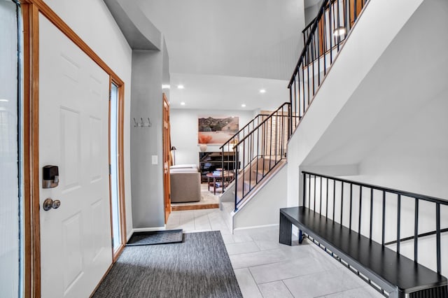 11260 Hidden Oaks Ct N, Champlin, MN 55316 - tiled entrance foyer featuring stairs, recessed lighting, and baseboards