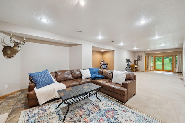 N1931 110th St, Union Twp, WI 54761 - living area featuring a textured ceiling, recessed lighting, and baseboards