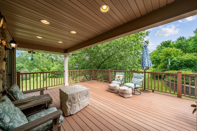 N1931 110th St, Union Twp, WI 54761 - deck featuring view of wooded area