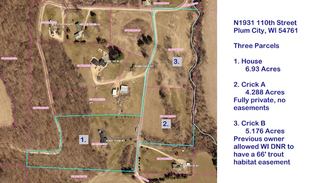 N1931 110th St, Union Twp, WI 54761 - map of property location featuring property parcel outlined