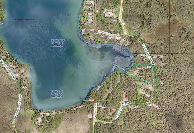 1087 Horseshoe Dr NW, Backus, MN 56435 - aerial view of property's location with property parcel outlined
