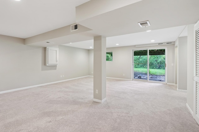 11600 Oberlin Rd, Minnetonka, MN 55305 - below grade area with light carpet, baseboards, and recessed lighting