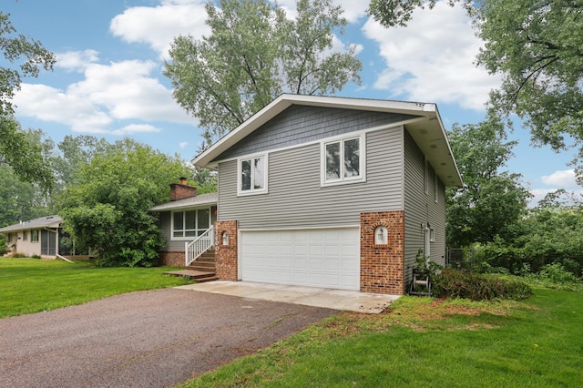 11600 Oberlin Rd, Minnetonka, MN 55305 - tri-level home featuring brick siding, driveway, an attached garage, and a front lawn