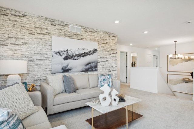 9874 49th St NE, Saint Michael, MN 55376 - living room featuring a chandelier, carpet flooring, and recessed lighting