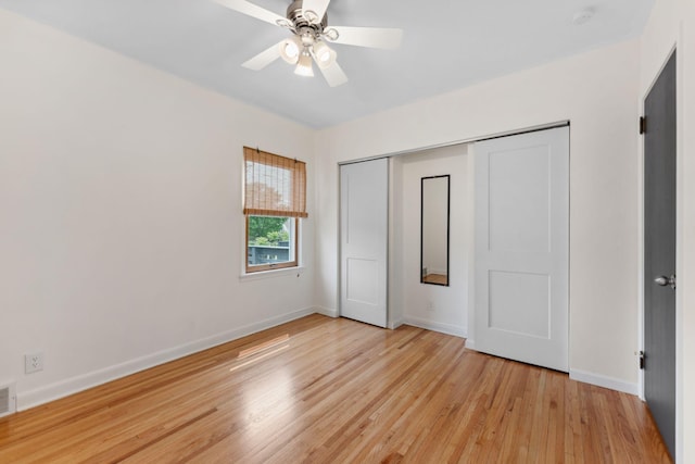 5257 27th Ave S, Minneapolis, MN 55417 - unfurnished bedroom featuring light wood-style flooring, baseboards, a closet, and a ceiling fan