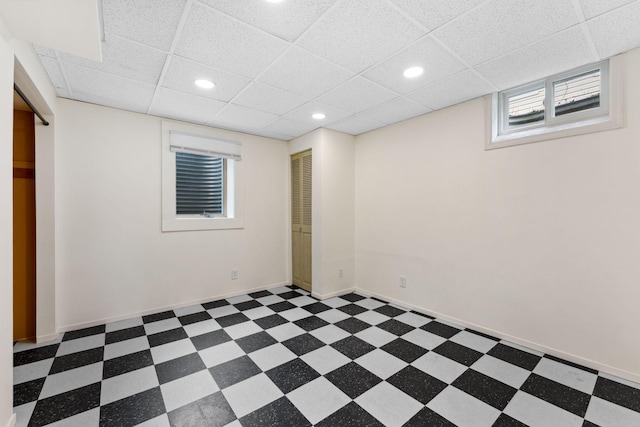 5257 27th Ave S, Minneapolis, MN 55417 - below grade area with dark floors, recessed lighting, baseboards, and a drop ceiling