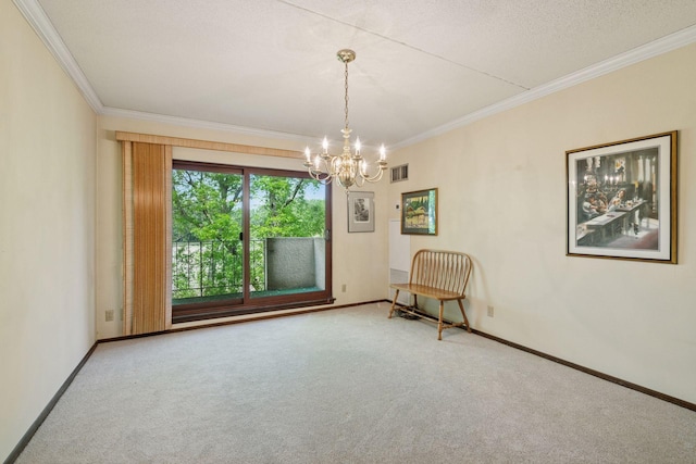 6670 Vernon Ave S Unit 301, Edina, MN 55436 - living area with crown molding, a chandelier, carpet floors, and baseboards