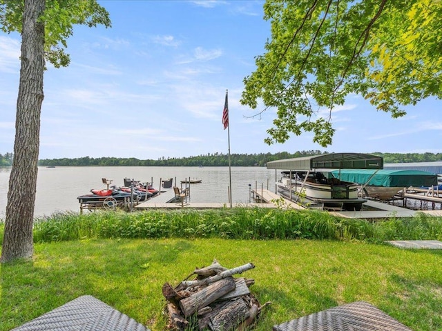 8821 Interlachen Rd, Lake Shore, MN 56468 - dock area featuring a water view and boat lift