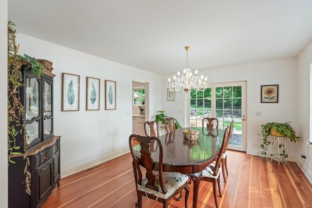8821 Interlachen Rd, Lake Shore, MN 56468 - dining space featuring a chandelier and light wood finished floors