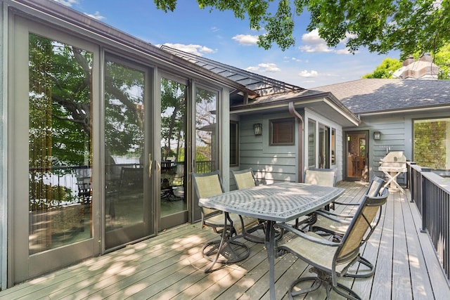 3850 Lone Cedar Ln, Chanhassen, MN 55318 - wooden terrace featuring outdoor dining area