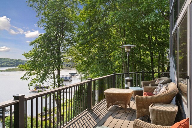 3850 Lone Cedar Ln, Chanhassen, MN 55318 - wooden deck featuring a water view