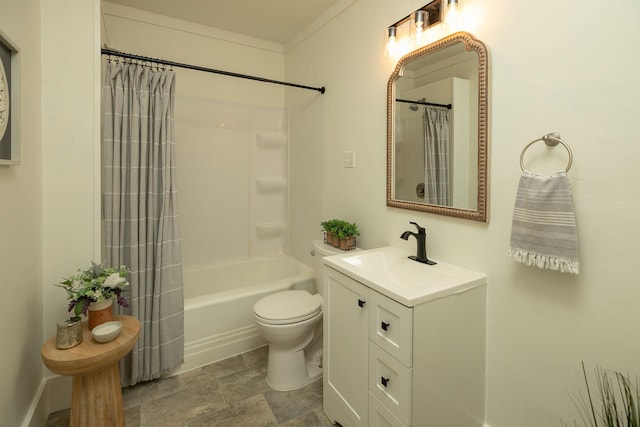 1126 7th Ave SE, Rochester, MN 55904 - bathroom with vanity, shower / tub combo, stone finish flooring, and ornamental molding