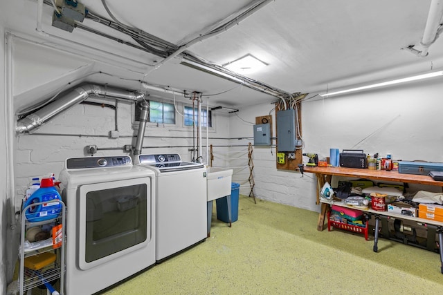 4817 Emerson Ave S, Minneapolis, MN 55419 - laundry area featuring electric panel and washer and dryer