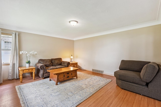 348 6th Ave S, Saint Cloud, MN 56301 - living area featuring ornamental molding, wood finished floors, and baseboards