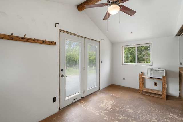 7627 Main St, Danbury, WI 54830 - doorway to outside with an AC wall unit and a ceiling fan