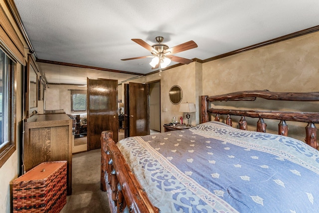 7567 Lent Trl, Lent Twp, MN 55079 - carpeted bedroom featuring crown molding and a ceiling fan