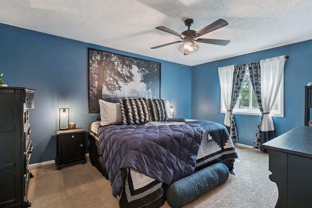 20561 Jade Cir, Lakeville, MN 55044 - bedroom featuring carpet floors, a textured ceiling, baseboards, and a ceiling fan