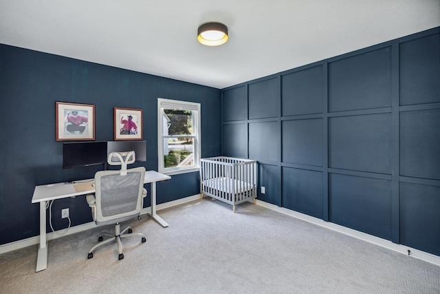 1372 Victoria St N, Saint Paul, MN 55117 - carpeted bedroom with a decorative wall, an office area, and baseboards