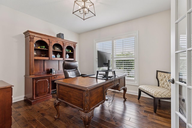 11668 Azure Ct, Inver Grove Heights, MN 55077 - office area featuring a chandelier and dark wood-style floors
