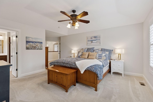 11668 Azure Ct, Inver Grove Heights, MN 55077 - bedroom featuring light colored carpet, a ceiling fan, and ensuite bath