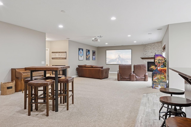 11668 Azure Ct, Inver Grove Heights, MN 55077 - carpeted dining area with recessed lighting and a fireplace