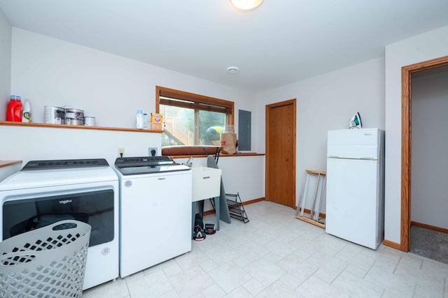 1406 English Ave NW, New Prague, MN 56071 - washroom with washer and dryer and electric panel