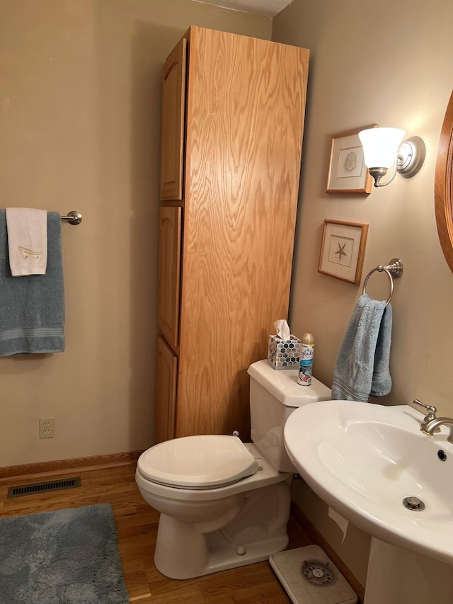 6460 Mountain Maple Ln NW, Walker, MN 56484 - half bath featuring wood finished floors, toilet, and a sink