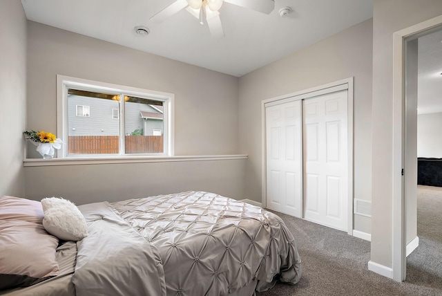 7331 Lamont Ave NE, Otsego, MN 55301 - bedroom with carpet flooring, a closet, and ceiling fan