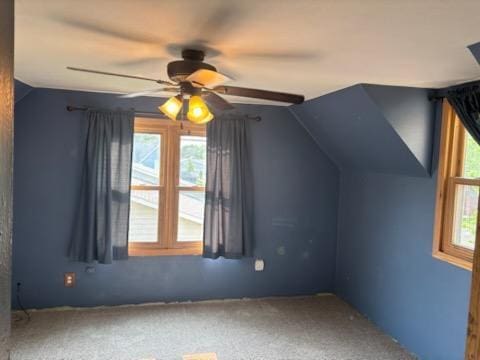 664 12th St, Windom, MN 56101 - bonus room with lofted ceiling, a ceiling fan, and carpet floors