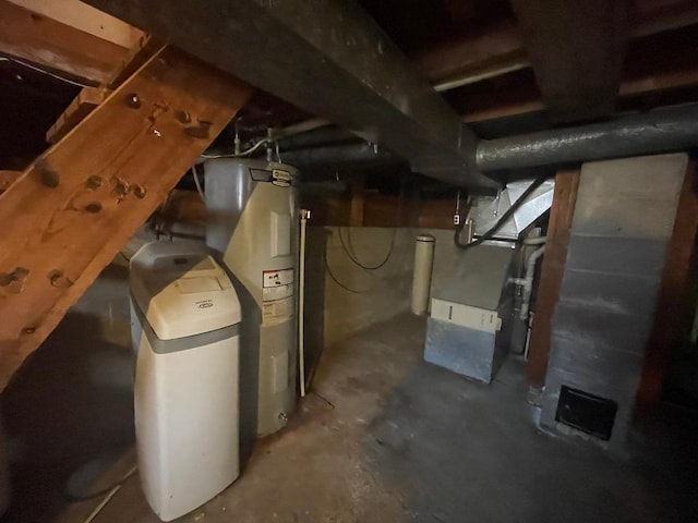810 Charles St, Park Rapids, MN 56470 - unfinished basement with a water softener and electric water heater