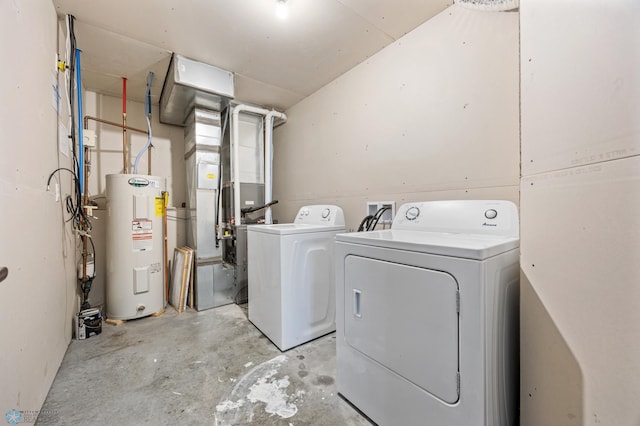 1347 13th St W, West Fargo, ND 58078 - laundry area featuring separate washer and dryer, water heater, and heating unit