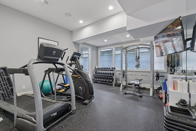 3758 Woodland Cove Pkwy, Minnetrista, MN 55331 - exercise area with recessed lighting and baseboards