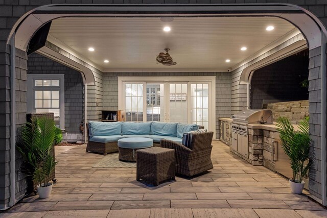 3758 Woodland Cove Pkwy, Minnetrista, MN 55331 - view of patio / terrace with area for grilling, an outdoor living space, and french doors