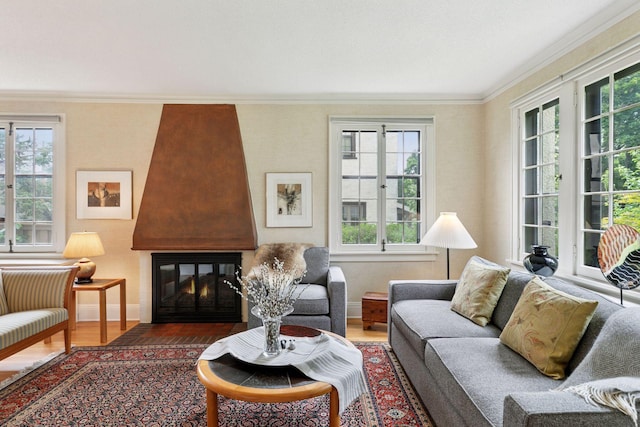 2248 Goodrich Ave, Saint Paul, MN 55105 - living room with ornamental molding, wood finished floors, healthy amount of natural light, and baseboards