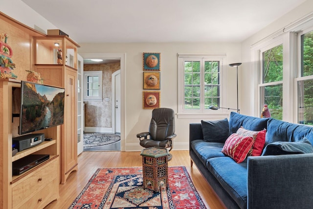 2248 Goodrich Ave, Saint Paul, MN 55105 - living room with light wood-style floors, healthy amount of natural light, and baseboards