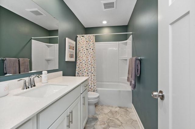 14429 Allerton Way, Rosemount, MN 55068 - full bath featuring vanity, toilet, and shower / bath combo with shower curtain