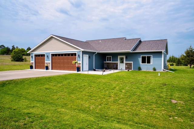 1320 Whiting Rd NW Unit 71, Bemidji, MN 56601 - ranch-style home featuring a garage, a front yard, driveway, and a shingled roof
