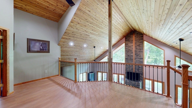 4251 Sugar Pt, Orr, MN 55771 - bonus room with wood finished floors, wood ceiling, baseboards, and high vaulted ceiling