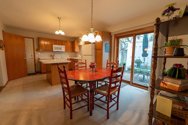 2842 19th Ave NW, Rochester, MN 55901 - dining room with a chandelier, light carpet, and light tile patterned floors