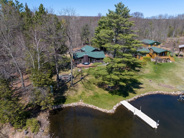 10151 Sandy Beach Rd, Round Lake Twp, WI 54843 - aerial view of property and surrounding area with a large body of water and a forest