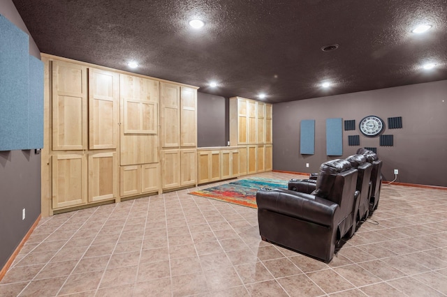 2207 Barron Polk St, Comstock, WI 54826 - cinema with recessed lighting, light tile patterned floors, baseboards, and a textured ceiling