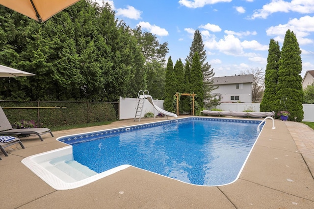 5630 Oak View Ct, Savage, MN 55378 - view of swimming pool featuring a water slide and a patio area