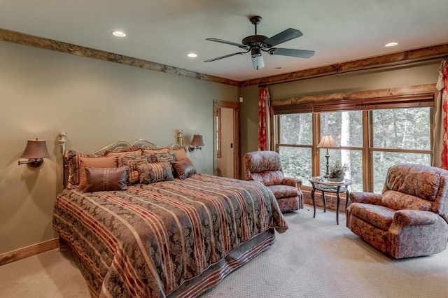 31839 Cree Bay Cir, Pelican Twp, MN 56472 - carpeted bedroom with recessed lighting, baseboards, and a ceiling fan