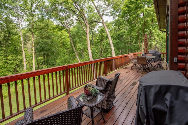 31839 Cree Bay Cir, Pelican Twp, MN 56472 - deck featuring outdoor dining area and a grill